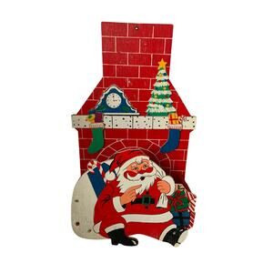 Vintage 1950s 60s Christmas Card Box Santa Chimney Made in Japan